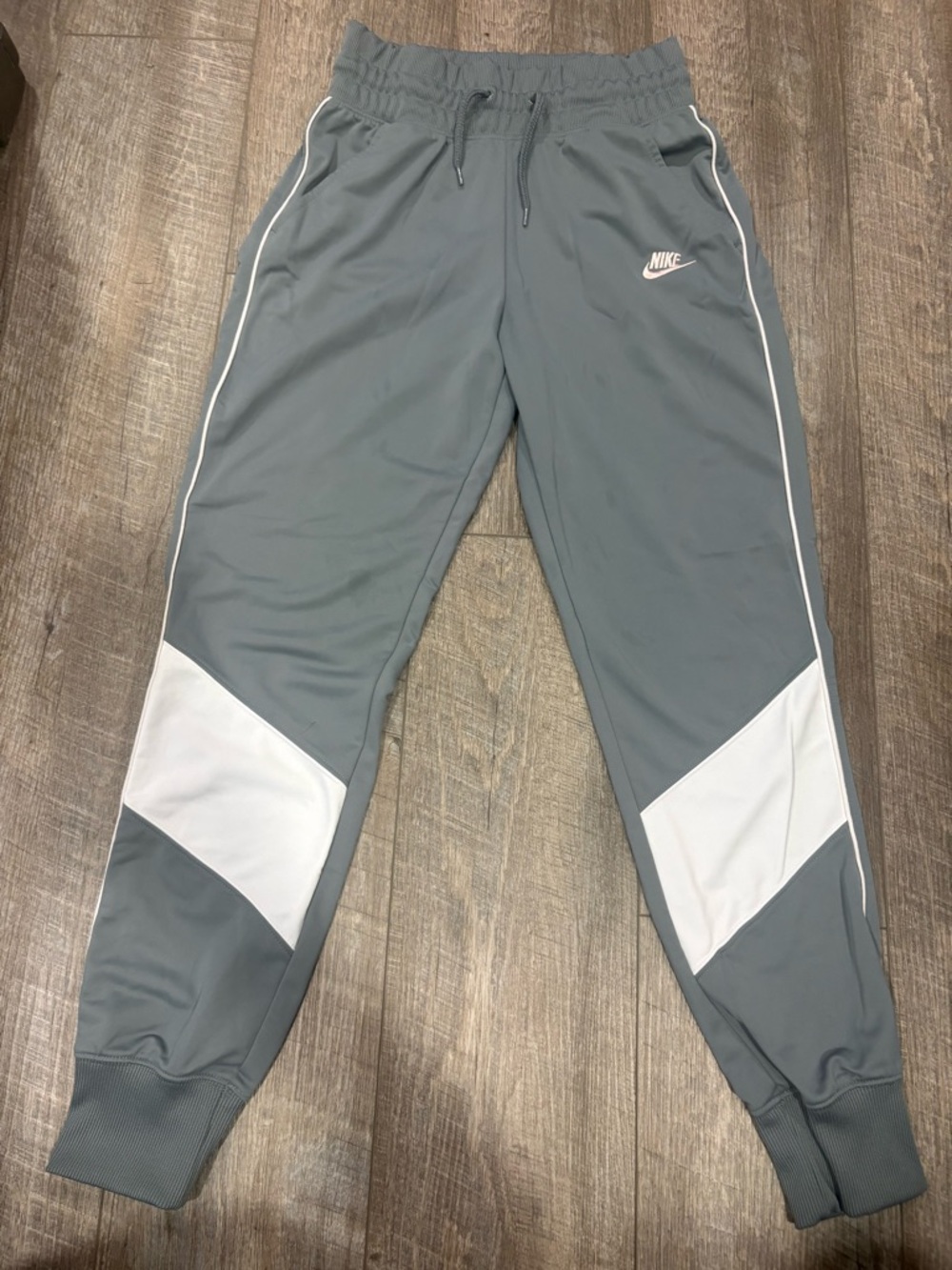 Nike Grey Athletic Joggers with White Panels